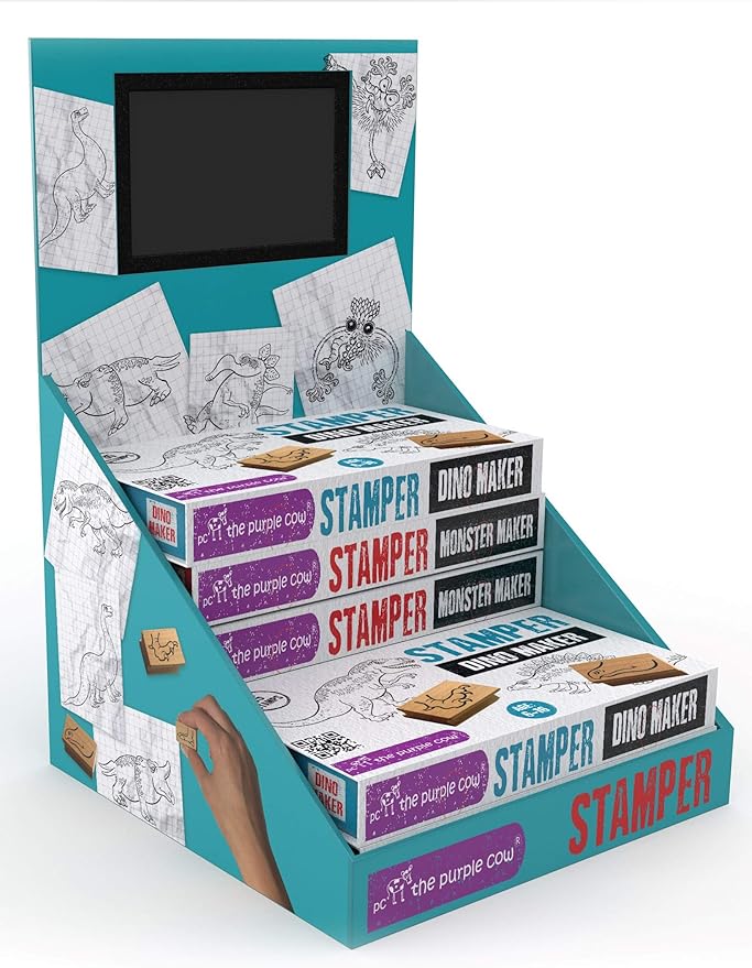 The Purple Cow - Stamper - Monster Maker Stamp Kit for Kids. Paint Stamper for Arts and Crafts. Develop Creativity with 31 Stamps and an Ink pad, for Girls and Boys Ages 6 to 16.