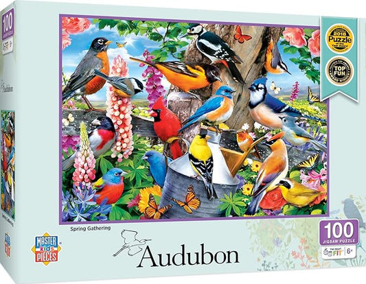 MasterPieces 100 Piece Jigsaw Puzzle for Kids - Audubon Spring Gathering-14"x19"