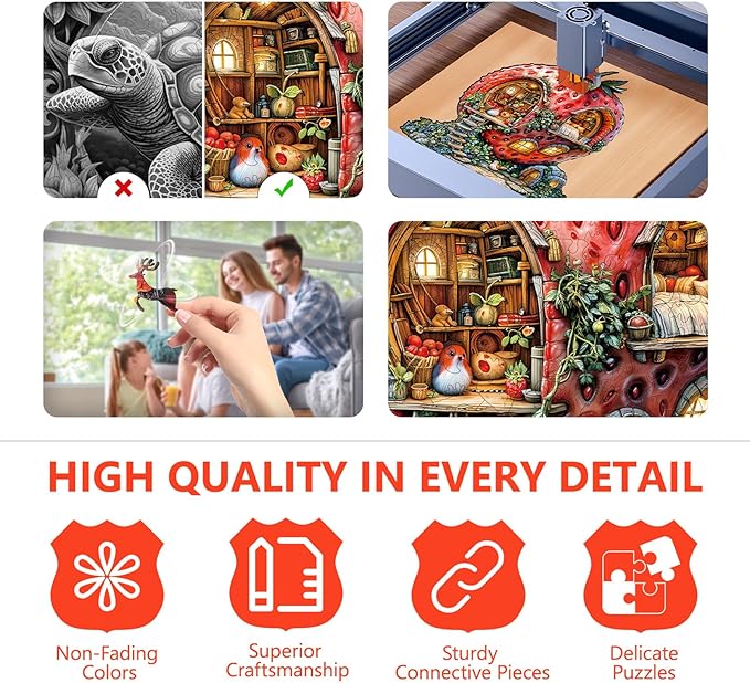 Wooden Puzzles for Adults, Strawberry Hut Wooden Jigsaw Puzzle for Adults, Magical Fruits Wood Puzzles Adult, Unique Animal Shape, Fun Gifts for Friends & Family, Home Decor(M-11.4 * 10.5in-170 pcs)
