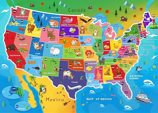 Puzzles for Kids Ages 6-8 and 8-10 – 200 Piece USA Map Jigsaw Puzzle – Educational Learning Toy for Boys and Girls