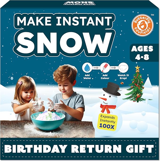 Butterfly EduFields Snow Magic Science Kit for Kids | DIY Instant & Colorful Snowman Activity | Educational STEM Kit | Birthday Return Gift | Party Favor | Non-Toxic & Reusable | for Ages 4–15