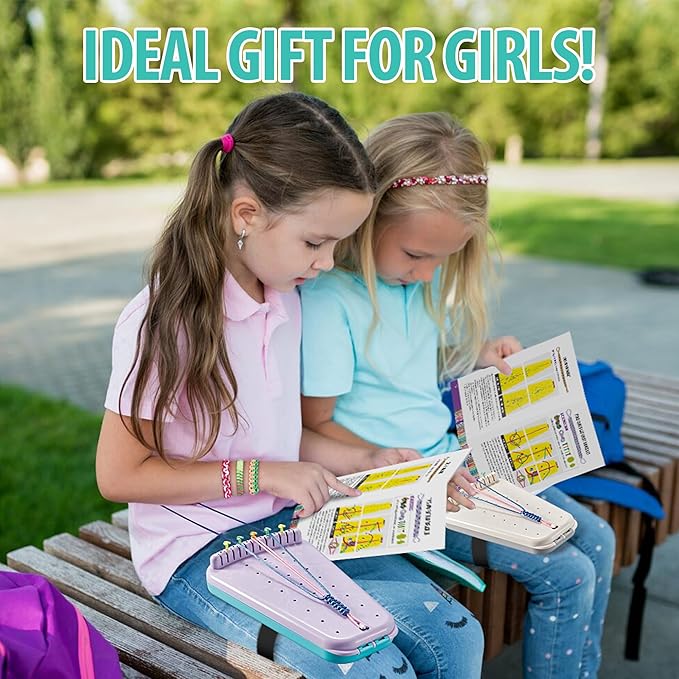 Chilpals Friendship Bracelet Making Kit for Girls,Arts and Crafts for Kids Ages 8-12,Birthday Gifts Ideas for Girl 7 8 9 10 11 Year Old - 2 in 1 Bracelets String Maker Toys Set (Purple)