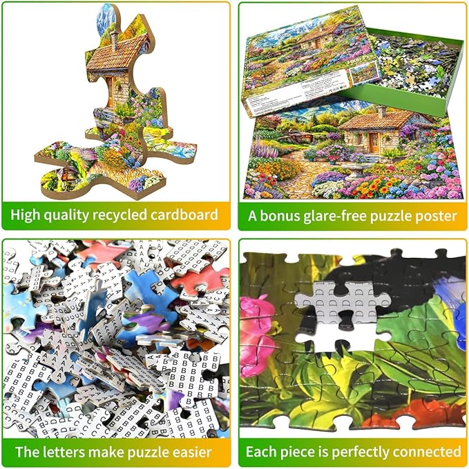 HUADADA 1000 Piece Puzzles for Adults - Colorful Flower House in The Mountains -Vibrant Views- Jigsaw Puzzles for Adults and Kids 1000 Piece Educational Games Colorful Puzzles for Home Decoration