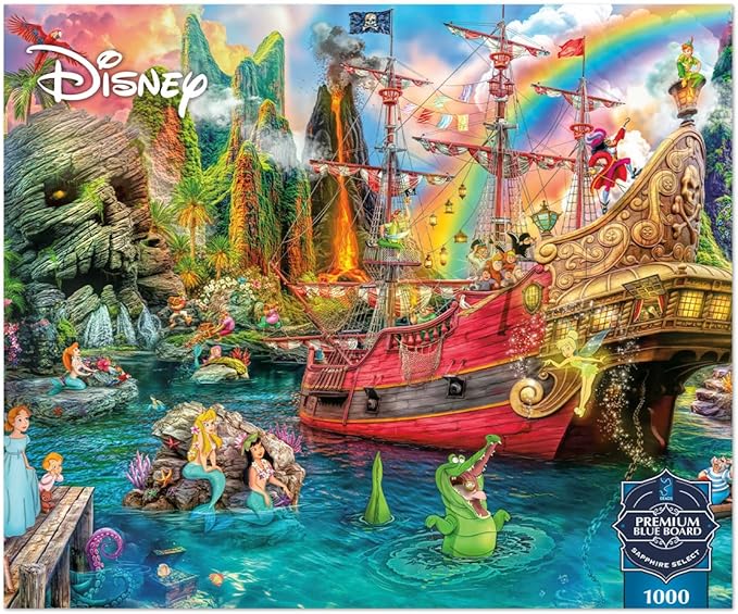 Ceaco - Sapphire Select - Disney - Aimee Stewart - Peter Pan Mermaid Lagoon -1000 Piece Jigsaw Puzzle – Challenging & Fun – Blue Core Puzzle Board – Giftable Display Box - Full Size Poster Included