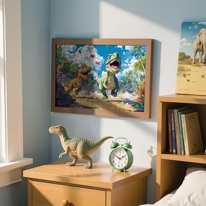 Puzzles for Kids Ages 4-6, Dinosaur Puzzle, Running Dinosaur Puzzle for Kids Ages 3-5, 48 Piece Puzzles for Kid 3 4 5 6 7 8 Year Old, Toddler Children Puzzles Educational Toys for Boys and Girls