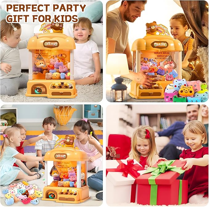 Mini Claw Machine for Kids, Arcade Game Toy for Ages 8-13, Candy Vending Toys for Girls and Boys, Electronic Claw Game Machine for Party with Lights Sound, Christmas Birthday Gifts for Ages 4+
