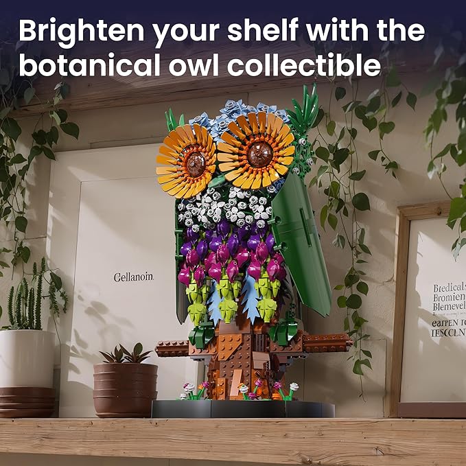 Sillbird Flower Owl Building Set for Adults and Teens, Buildable Floral Animal Model Kit for the Home Decor & Office Display, Birthday Gift Toys for Women Girlfriend Kids age 10 Years and up(1215 Pcs)