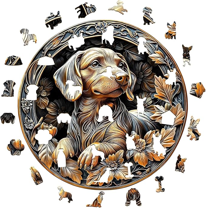 Wooden Puzzle 100PCS Ragdoll and Butterfly Unique Shape Advanced Wood Puzzle for Adults,Holiday Birthday Gift,Craft kit (Metal Dachshund, Medium)