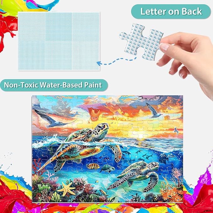 Puzzles for Kids Ages 8-10 - Turtle in Undersea World - 100 Piece Jigsaw Puzzles for Kids Ages 4-6 6-8 8-10 Year Old Children Puzzles for Boys and Girls Educational Learning Toys and Gifts