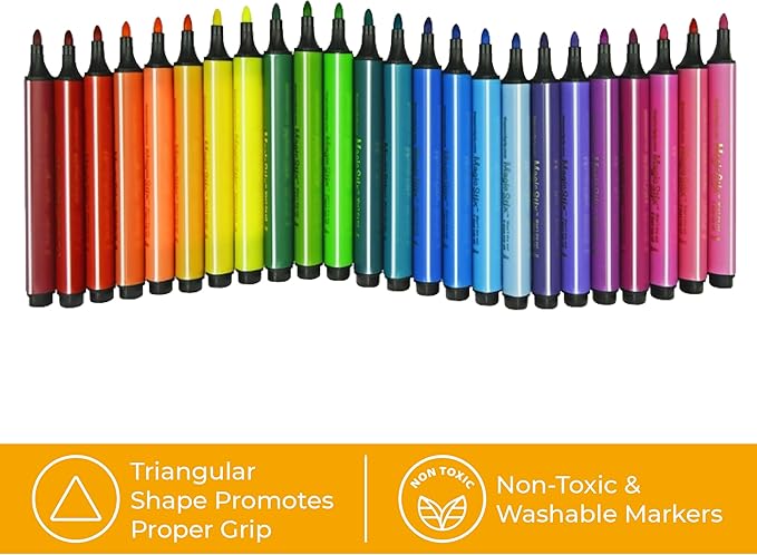 The Pencil Grip Magic Tri Stix, Non-Toxic and Washable Markers For Kids, 24 Assorted Stix Markers, TPG-397