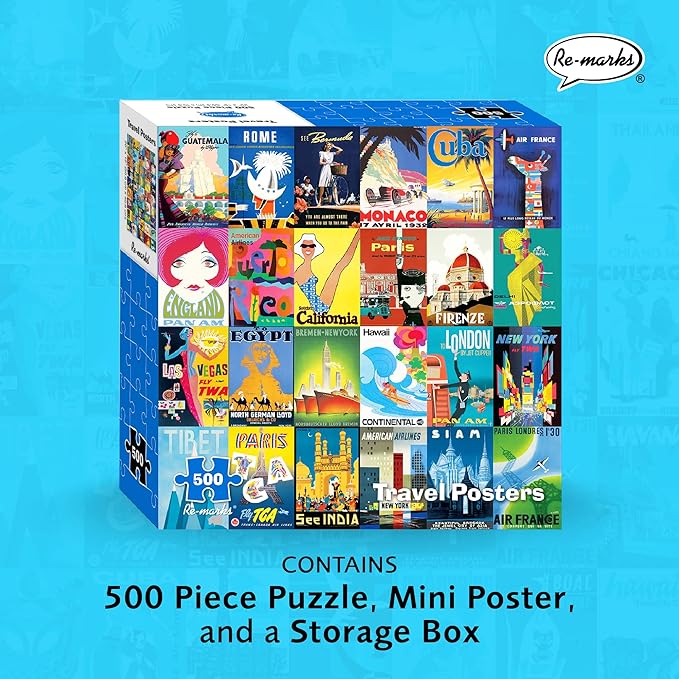 Re-marks Travel Posters, Poster Puzzle, 500-Piece Jigsaw Puzzle for All Ages
