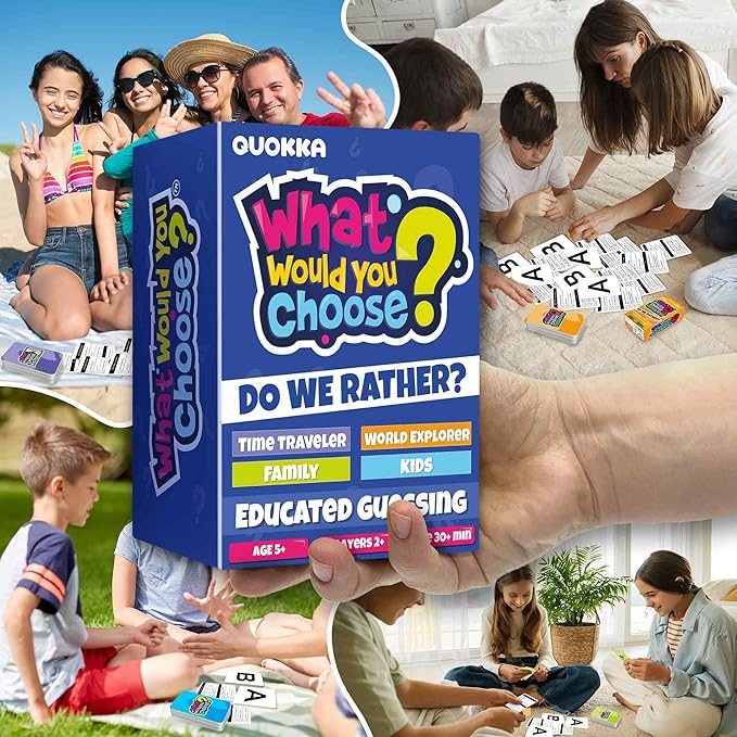 QUOKKA Board Game for 8-12 Year Olds - 4 Set - Family Card Game for Kids Ages 6-8 - What Would You Choose - Do Family Rather? - Pick Your Answer - Get to Know Your Families