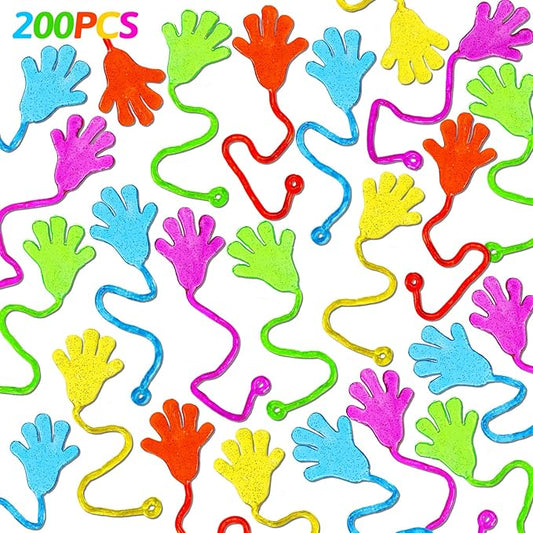 200PCS Glitter Sticky Hand Party Favors for Kids Birthday Supplies Goodie Bag Stuffers Classroom Treasure Box Carnival Prizes Bulk Goody Treat Gift Trinkets Stuff Pinata Fillers Mini Stretchy Toys