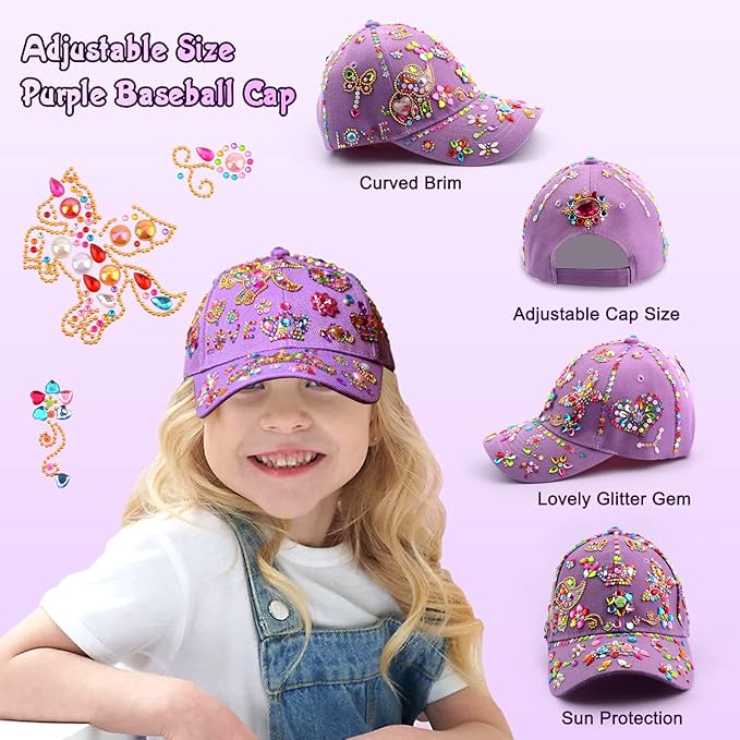 Coosilion Gifts for Girls 4 5 6 7 8 9 10 12 Years Old-Decorate Your Own Baseball Cap with Cute Stickers, Arts & Crafts for Girls Ages 6-12, Birthday Gifts & Back to School Supplies for Kids