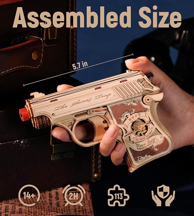 ROKR 3D Puzzles for Adults Mechanical Puzzles Rubber Band Shooter Wooden Puzzle Model Home Decor Desk Decoration Birthday Gifts for Teen Boys and Adults(LQ502)