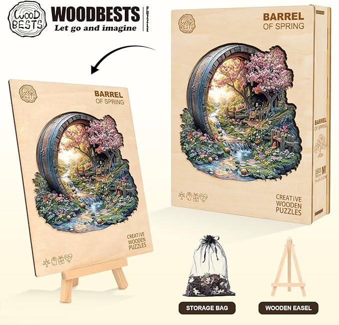 Wooden Puzzles for Adults, Spring Flower Wooden Jigsaw Puzzle for Adults, 465 PCS Unique Shape Wood Puzzles Adult, Birthday Party Gifts for Friends & Family Leisure Time Game Home Decor (XL-17.3*17in)