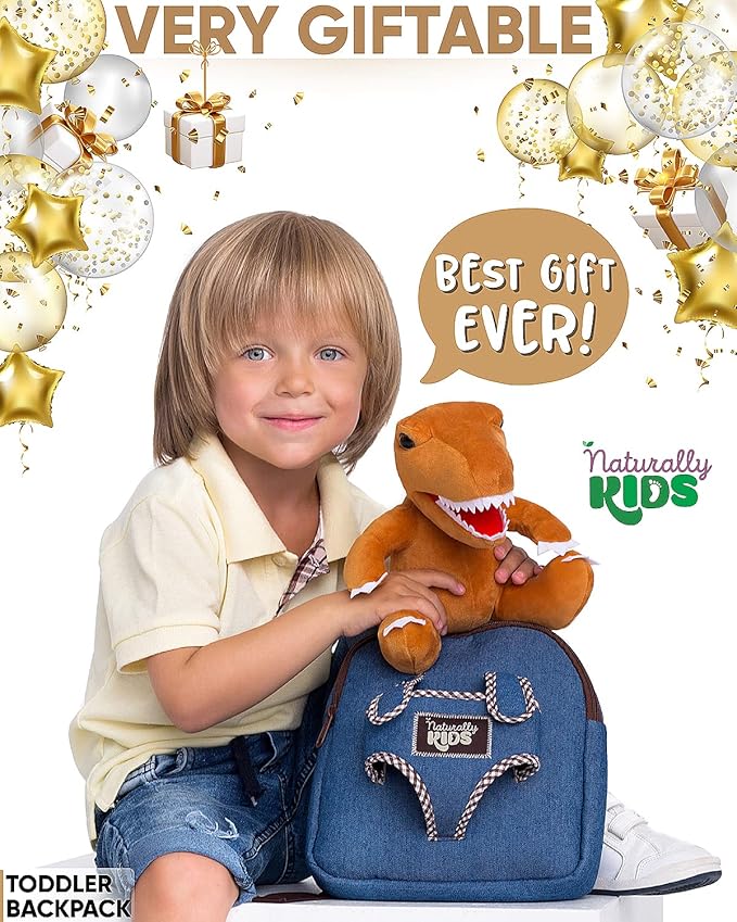 Mini Backpack for Kids w Dinosaur Toy, Mini Backpack for Toddler Boys, Gift for 2 3 4 5 Year Old Girl Boy