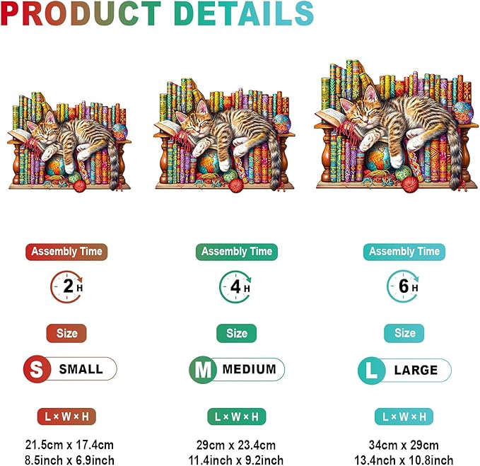 Wooden Puzzles for Adults - Dreamy Cat Wooden Jigsaw Puzzle - Unique Animal Shaped Wood Puzzles Adult - Christmas Birthday Gifts for Adults/Friends/Family - 280pcs 13.4 * 10.8in