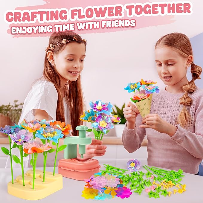 beefunni Flower Bouquet Craft Kit, DIY Arts and Crafts Toys for Kids Ages 4-8, Educational Flower-Making Activity Toy Set for Toddler and Kids, Birthday Gift for 4 5 6 7 8+ Year Old Girls and Boys