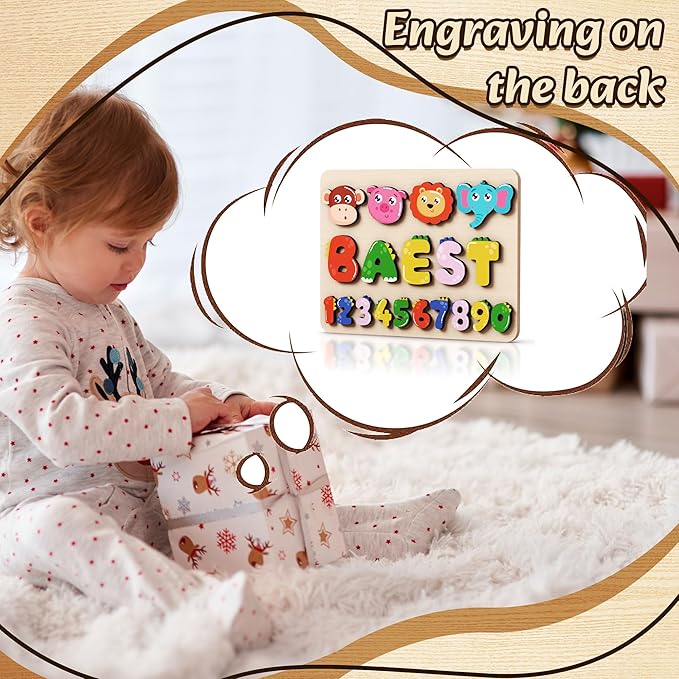 Personalized Name Puzzle | Custom Name Puzzles | Montessori Toys for 1 Year Old | Customized Baby Gifts for Toddlers 1-3 Animal Puzzle (Stlyes 4)