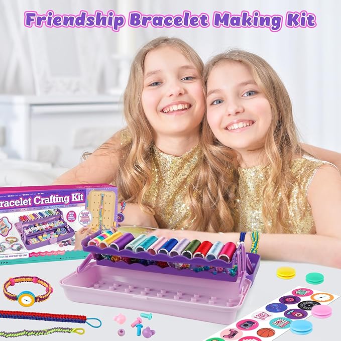 Hewaurorion Friendship Bracelet Making Kit Toys, Arts and Crafts String Maker Tool for Kids Ages 8-12, Bracelet DIY Christmas Birthday Present Gifts for Teen Girls (Purple)
