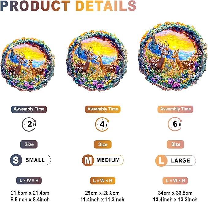 Wooden Puzzles for Adults - Deer Among Flowers Wooden Jigsaw Puzzle - Unique Animal Shaped Wood Puzzles Adult - Christmas Birthday Gifts for Adults/Friends/Family - 100pcs 8.5 * 8.4in