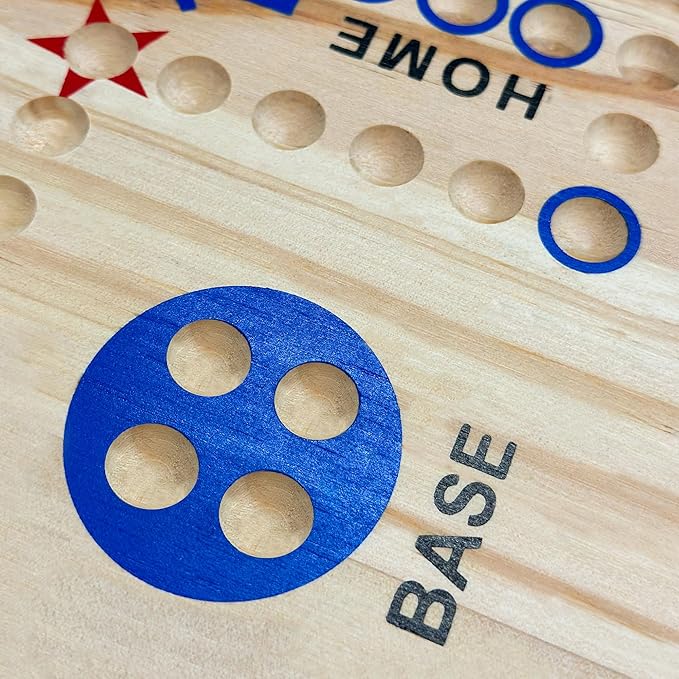 Wooden Board Game, Original Marble Game Double Sided Painted 2 to 6 Player Fast Track Board Game Wooden with 6 Colors 24 Marbles 6 Dice for Adults Kids Family(15 INCH)
