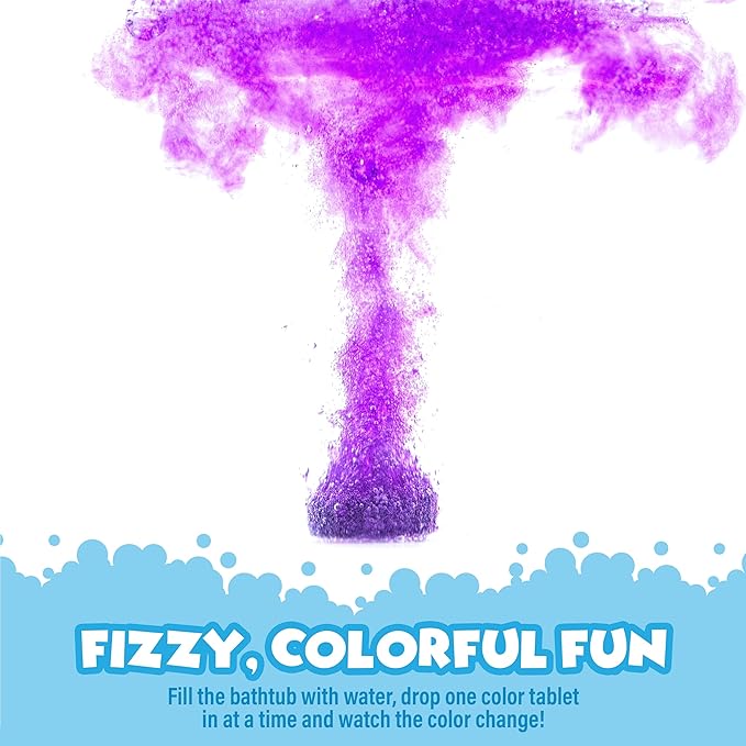 Tub Works® Bath Color Fizzies, 150 Count | Nontoxic & Fragrance-Free | Fizzy, Bath Color Tablets for Kids | Create Fun Bath Colors | Water Tablets in 7 Colors for Variety | Bath Bombs for Kids Bath