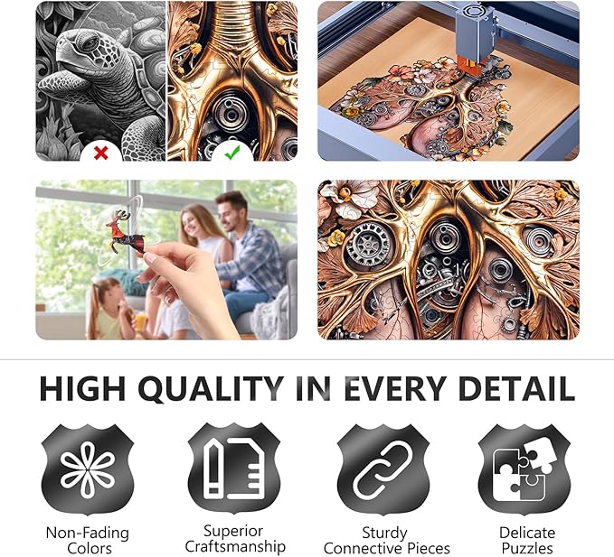 Wooden Puzzles for Adults - Mechanical Lung Puzzle, Unique Shape Wooden Jigsaw Puzzle for Adults, Gifts for Friends and Family, Wood Puzzles Adult, Home Decor (L -13.4 * 12.4in -230 Pieces)