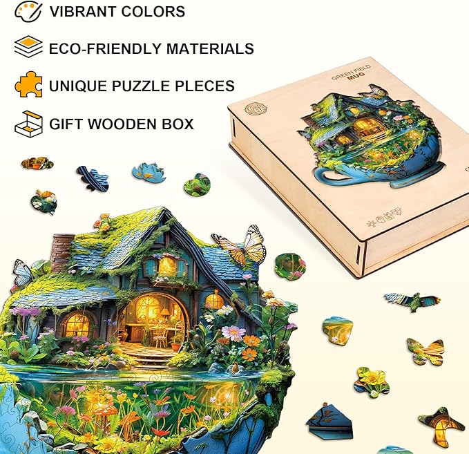 Jigfoxy Wooden Puzzle for Adults, Funny Green Cup Jigsaw Puzzles for Adult, Unique Animal Shape Wood Cut Puzzles, Christmas Thanksgiving Gifts for Friends Family (L-13.4 * 12.9in-220pcs)