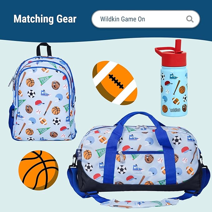 Wildkin Kids Insulated Lunch Box – Durable and Reusable for School & Travel - Game On