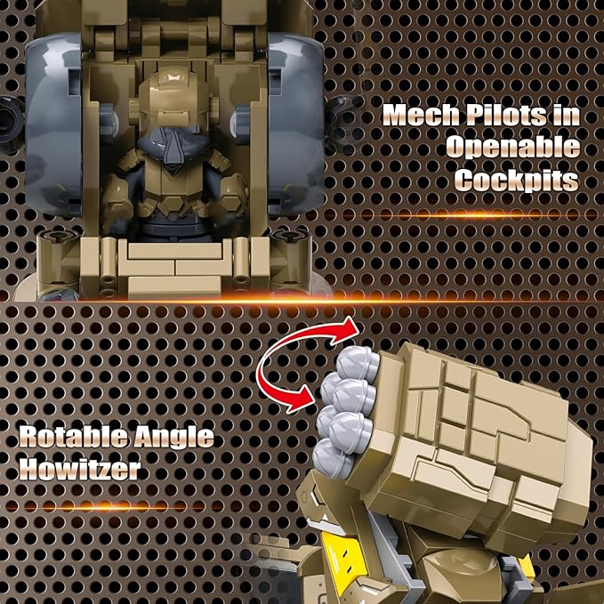 HIGH GODO Artillery Mech Robot Transforming Building Blocks Set for Adults,City Warrior Justice Hero Soldier Mech Model Building Kit, Cool Creative Robots Toys Gift for Teens Boys, 581 Pieces