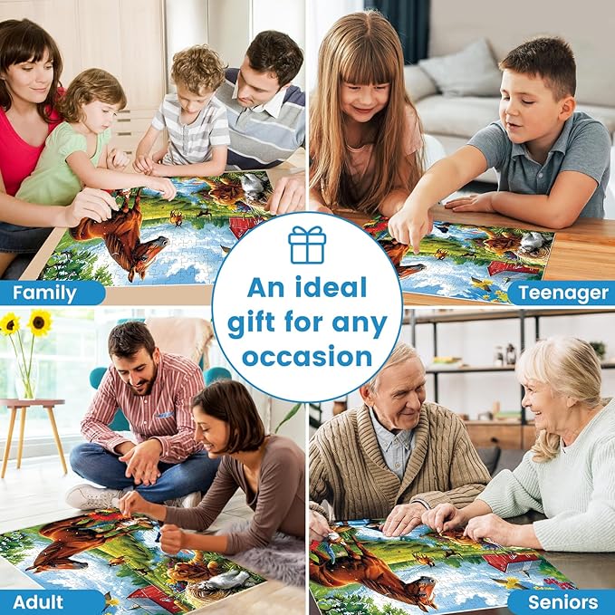 300 Piece Jigsaw Puzzle for Adults, 300 Piece Jigsaw Puzzle for Kids, Horse and Cat Jigsaw Puzzles, Animal Jigsaw Puzzles, Creative Games and Holiday Party Gifts, Fun and Challenging Family Games