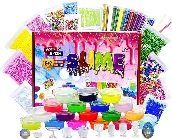 Slime Kit for Kids – 20 Colors DIY Slime Making Kit with Glitter, Beads, Foam Balls and Accessories, Arts and Crafts Creative Gift Set for Boys and Girls