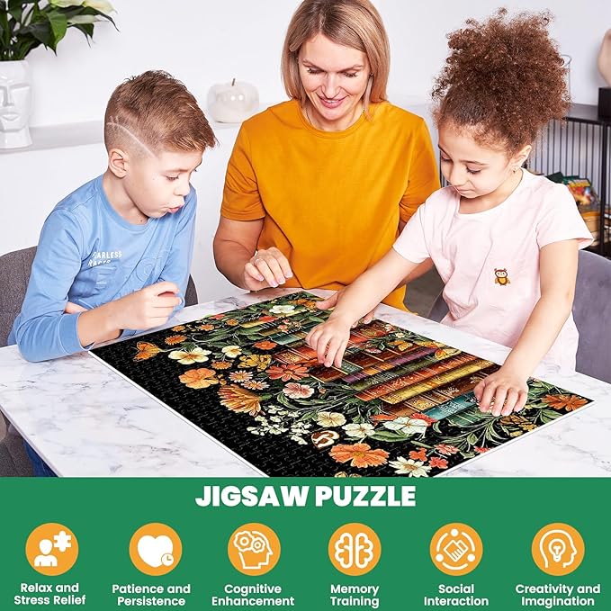 500 Piece Puzzle for Adults | Vintage Wildflowers Books Puzzle | Recycled Cardboard Plant Flowers Jigsaw Puzzle 500 Pieces | Challenging Game Home Decor Birthday Party Gift Toy for Adults Kids Seniors