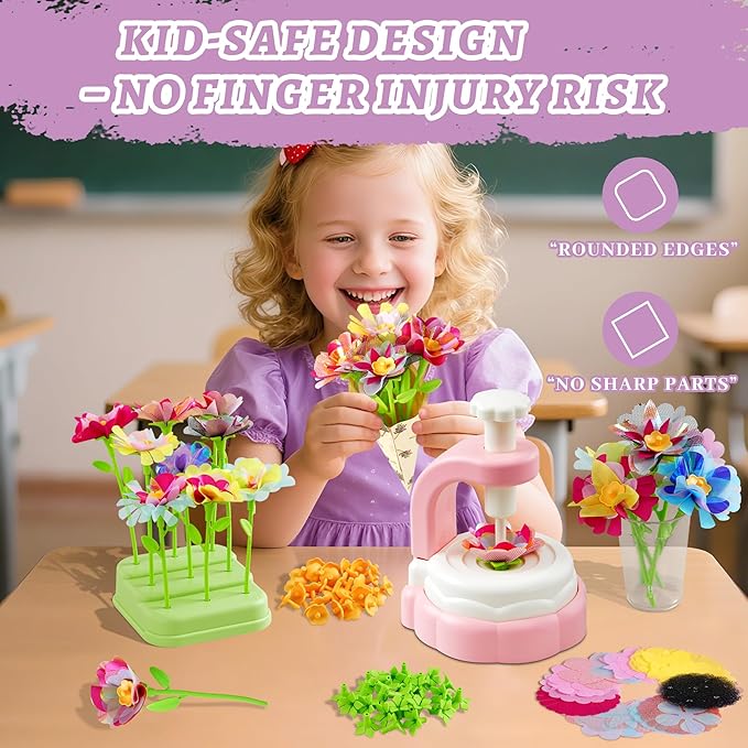 SANGQAOFU Fabric Flower Bouquets Kit DIY Arts and Crafts Kits for Kids Age 3-12 Christmas Birthday Gifts for 3 4 5 6 7 8+ Year Old Toddler Girls Toys