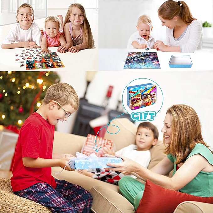 LELEMON 100 Pieces Puzzles for Kids Ages 4-8, 4 Set Kids Puzzle Ages 6-8,Dogs Cats Shark Children Learning Educational Puzzless Toys for Boys and Girls