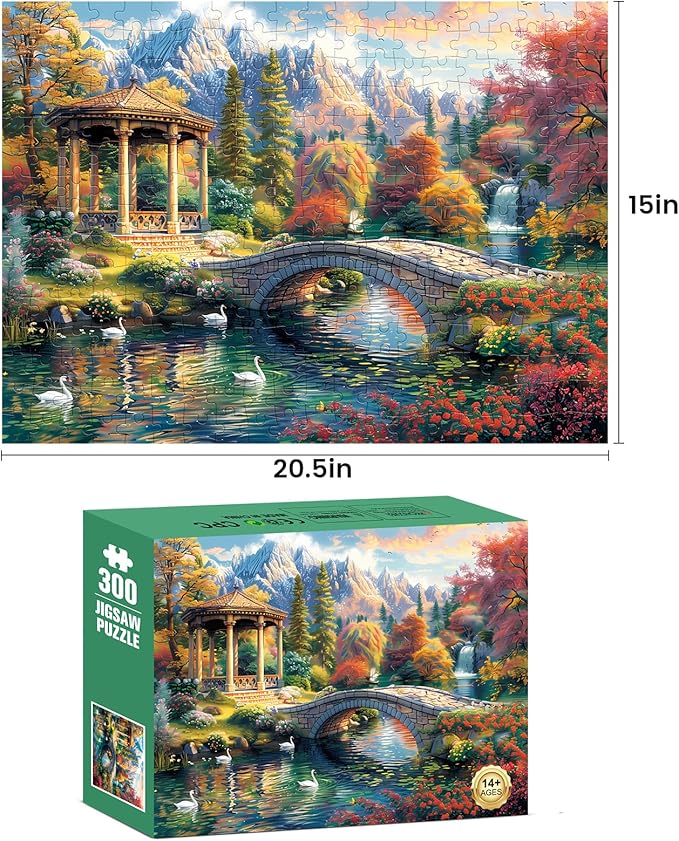 300 Piece Puzzles for Adults, Swan Forest Puzzle 300 Pieces Jigsaw Puzzles Recycled Cardboard Paper Puzzles Difficult Challenging Puzzles Perfect for Family Games 20.5 * 15IN