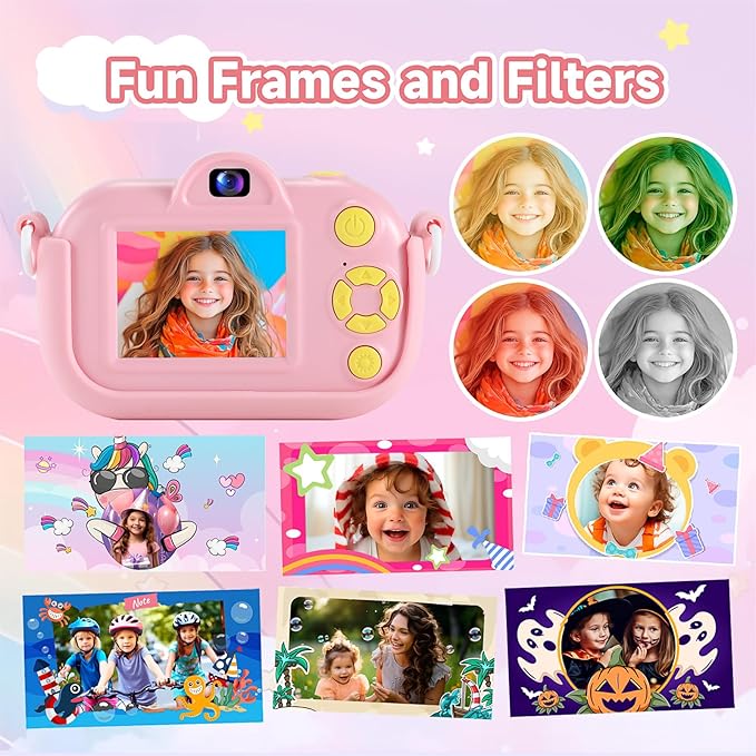 Kids Camera Digital Camera for Girls Age 3-8, 1080P Toddler Camera for Kids with 32GB SD Card, Toddler Girls Toys Age 6-8