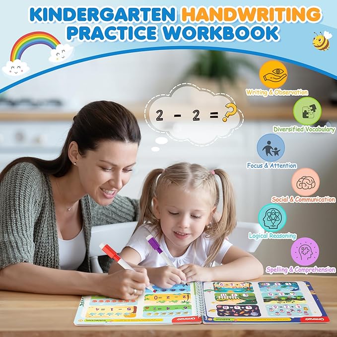 Preschool Learning Activities, Tracing Activity Books for Kids Ages 3-8, Dry Erase Preschool Kindergarten Workbooks, Handwriting Practice Alphabet Learning Educational Toys, Classroom Must Haves