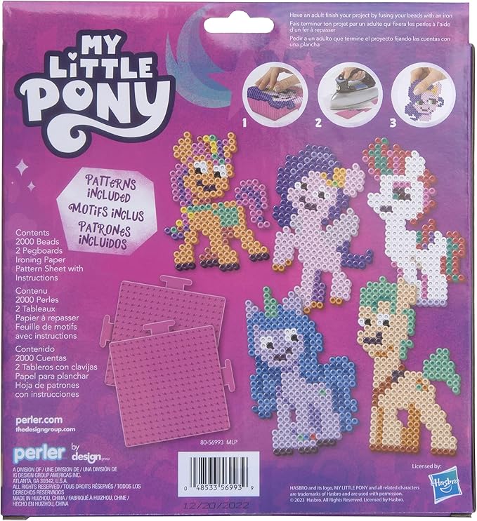 Perler 80-56993 My Little Pony Fused Bead Activity Kit with Pegboard and 5 Patterns, Multicolor, 2004 Pieces