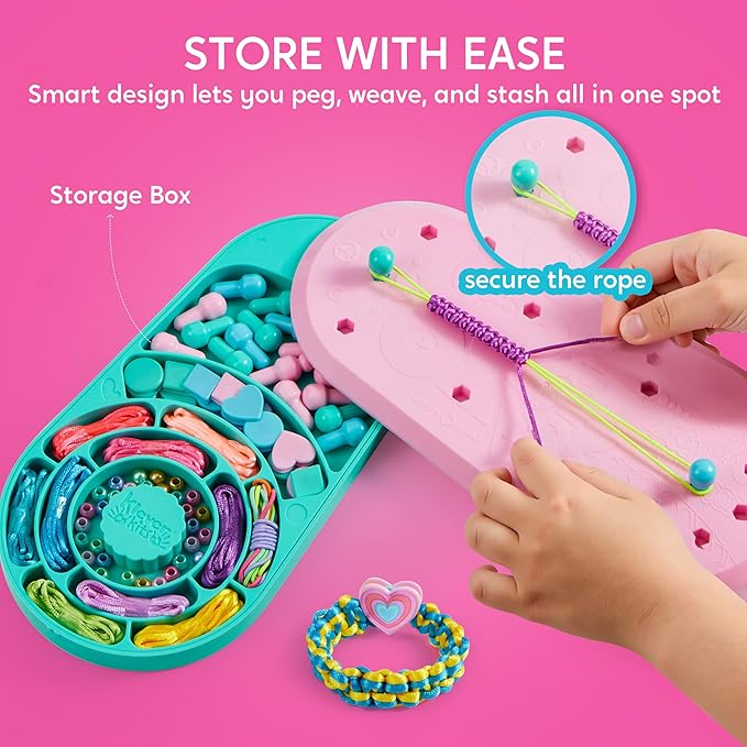 Klever Kits Friendship Bracelet Making Kit, Arts and Crafts for Kids Ages 6-12, Best Birthday Present for Teen Girl, Children's Jewelry Craft Set, Charm Jewelry Making Kit Supplies, 10 Knot Styles