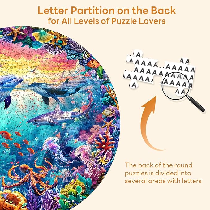 Masseruon 1000 Piece Puzzle for Adults, 26.6 * 26.6in Sea World Puzzle for Adults, 1000 Pieces Jigsaw Puzzles, Adult Puzzles Game, Unique Gift for Women Men