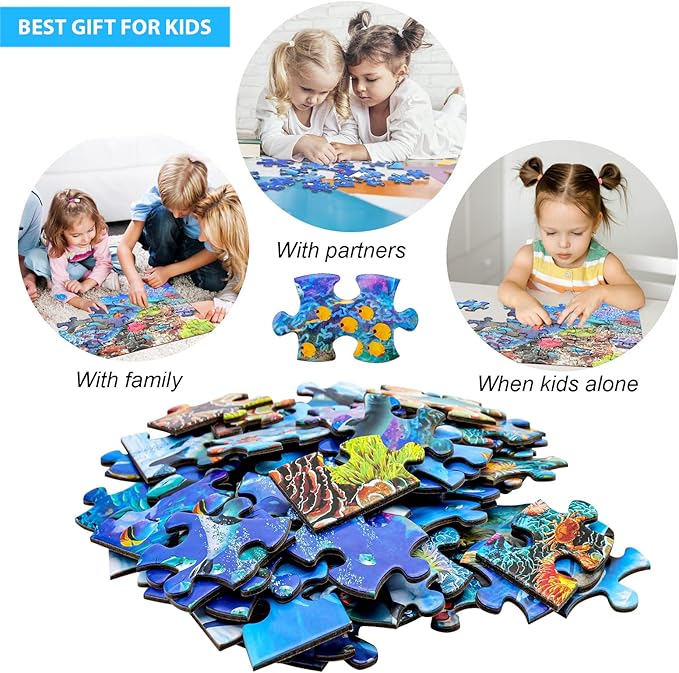 Puzzles for Kids Ages 4-8 6-8 8-10 Year Old - Underwater Scene - 100 Pieces Jigsaw Puzzle for Kids Learning Educational Puzzles for Boys Girls (with Sturdy Box)