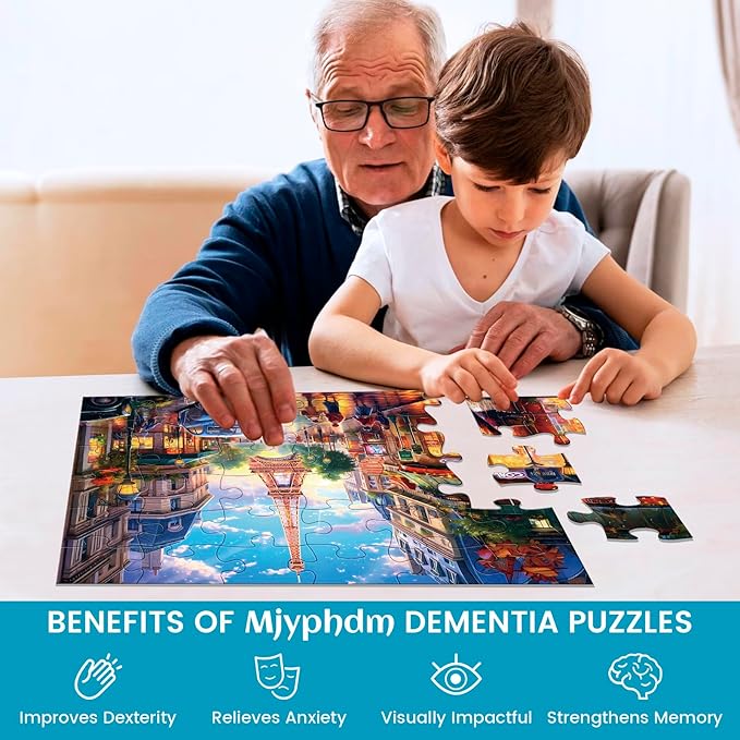 6 Packs 36 Pieces Large Puzzles for Seniors,Dementia Puzzles for Elderly Adults,Jigsaw Puzzles for Adults Seniors with Alzheimer's Dementia with 6 Storage Bags(Animals