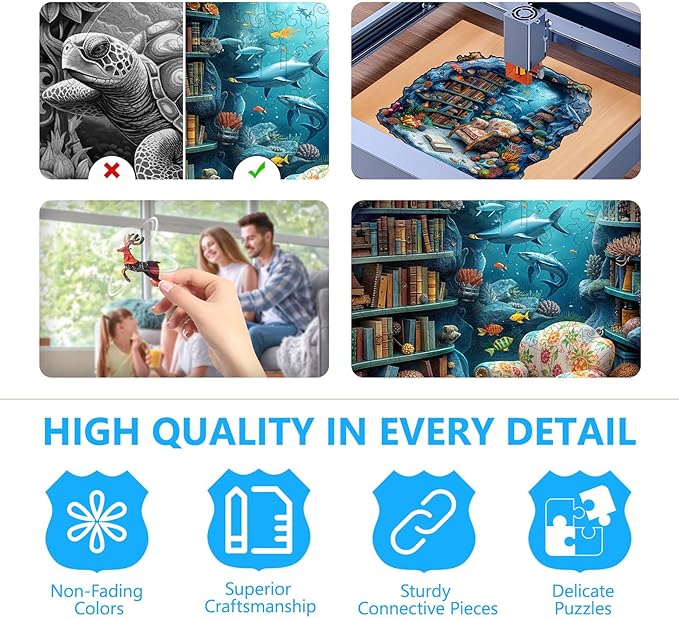 Wooden Puzzles for Adults, Undersea Book House Wooden Jigsaw Puzzle for Adults, Unique Shape Wood Puzzles Adult, Presents for Women and Men, Wall Art Home Decor(S -8.5 * 8.4in-100 pcs)
