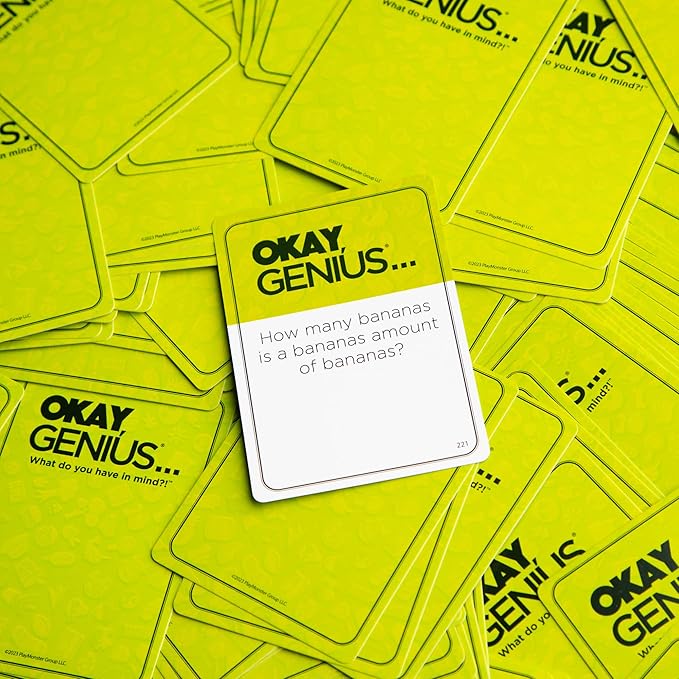 PlayMonster Okay, Genius… Fun Family Game Night Card Game for Teens, Friends & Home - Share Your Opinions on Ridiculous Topics - What Do You Have in Mind?! - for Ages 14 & Up