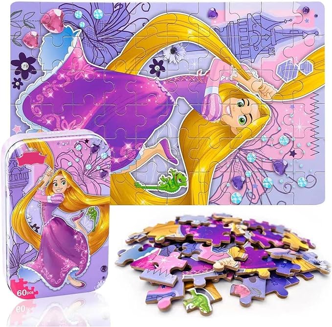 LELEMON Puzzles for Kids Ages 4-8, 60 Piece Puzzles for Kids Ages 3-5,Cool Jigsaw Puzzles in a Metal Box,Educational Learning Puzzle Games Puzzle Toys Gifts for Girls and Boys
