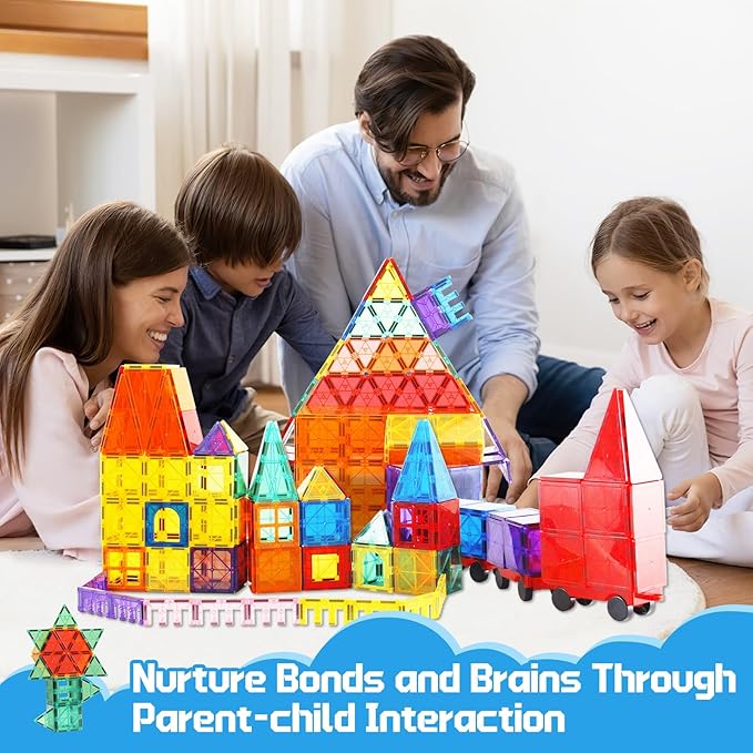 Magnetic Tiles - 100 Pieces Magnetic Blocks for Kids, Magnet Tiles Building Blocks Set, Construction STEM Magnet Toys Gift for Kids, Boys and Girls 3 4 5 6 7 8+ Year Old