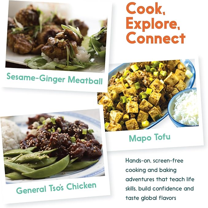 eat2explore Cooking Kits for Kids - Interactive & Educational Set with 3 Recipe Cards, Key Ingredients & Cooking Tools - Ideal Idea for Kids who Love to Create Meals (China Edition)